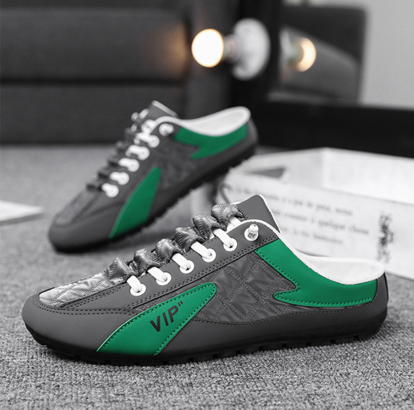 PU Leder Baotou Schuhe für Herren Grau Grün