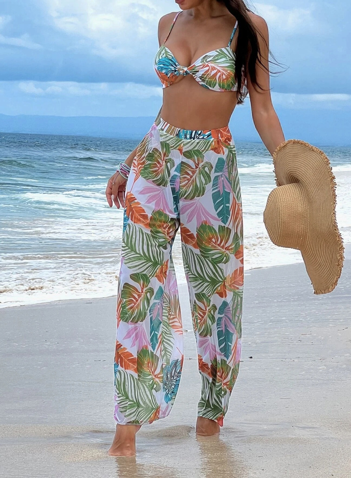 Beach Outfit Bikini 3er Set Liv mit Chiffon Hose 