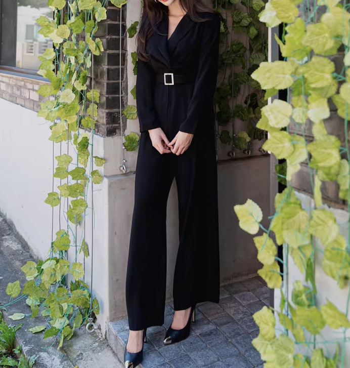 A Linie Overall Einteiler Jumpsuit Davide Elegant in Schwarz