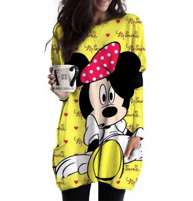 Oversize Disney Damen Pullover Edda Gelb