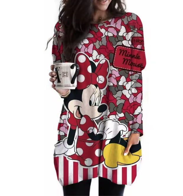 Oversize Disney Damen Pullover Elin Rot