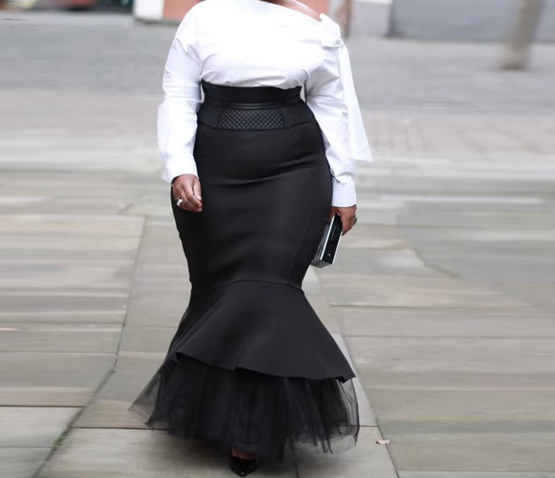 Plus Size Maxi Meerjungfrau Abendrock Doro in Schwarz