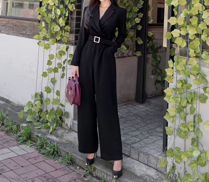 A Linie Overall Einteiler Jumpsuit Davide Elegant in Schwarz