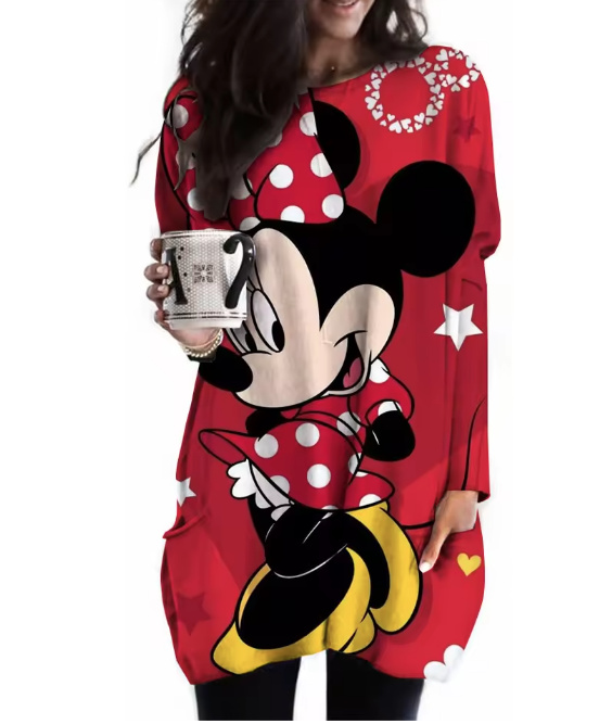 Oversize Disney Damen Pullover Elenor Rot