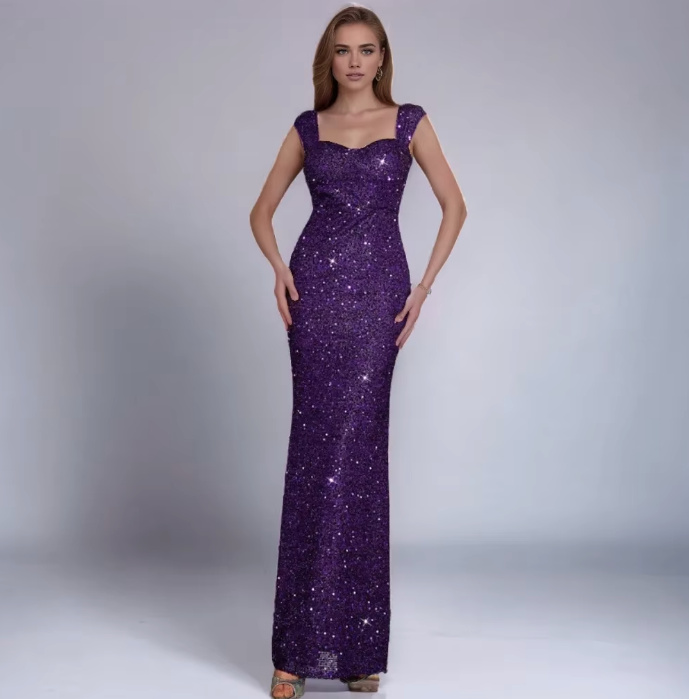 Fit and Flare Glitzer Abendkleid Arlene in Lila